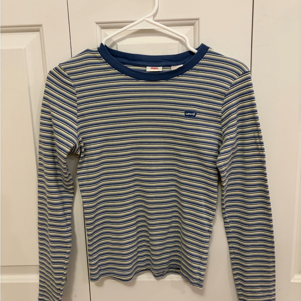 Levi's Kids Navy and White Striped Long Sleeve Tee
